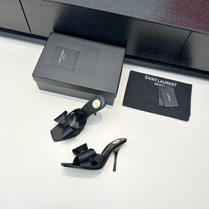 YSL 26S HEELED SANDALS 105 MM IN BLACK SATIN