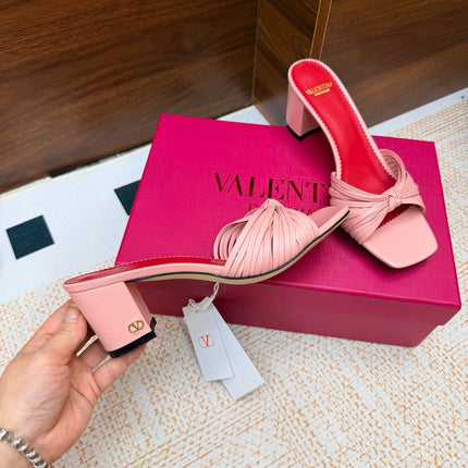 VALENTINO 26S BLOCK-HEEL SANDALS 65 MM IN LIGHT PINK CALFSKIN