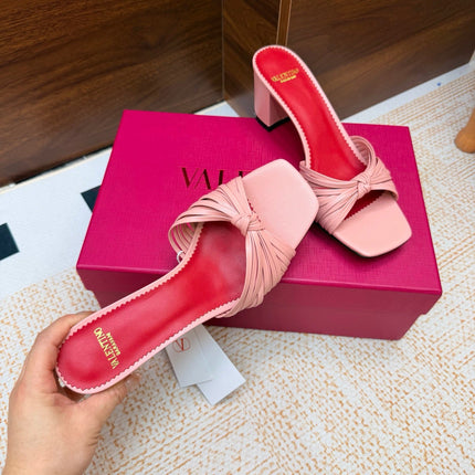 VALENTINO 26S BLOCK-HEEL SANDALS 65 MM IN LIGHT PINK CALFSKIN