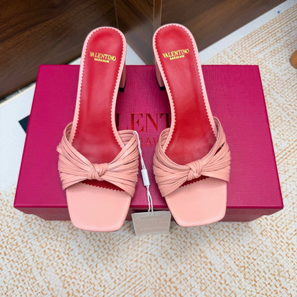 VALENTINO 26S BLOCK-HEEL SANDALS 65 MM IN LIGHT PINK CALFSKIN