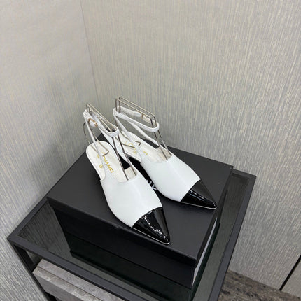 LV 26S SLINGBACK HIGH HEELS 40 MM IN WHITE AND BLACK CALFSKIN