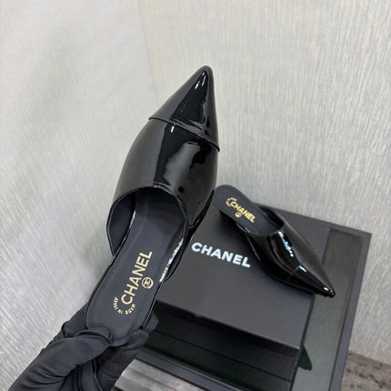 LV 26S HIGH-HEELED MULES 40 MM IN BLACK PATENT CALFSKIN