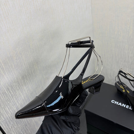 LV 26S SLINGBACK HIGH HEELS 40 MM IN BLACK PATENT CALFSKIN