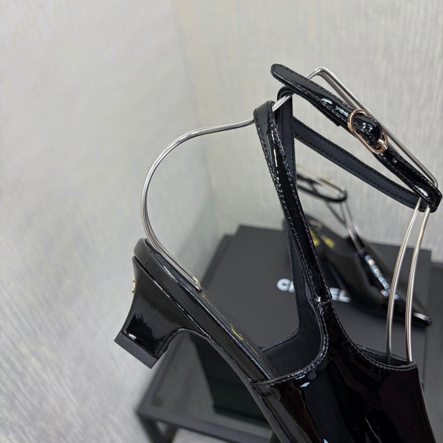 LV 26S SLINGBACK HIGH HEELS 40 MM IN BLACK PATENT CALFSKIN