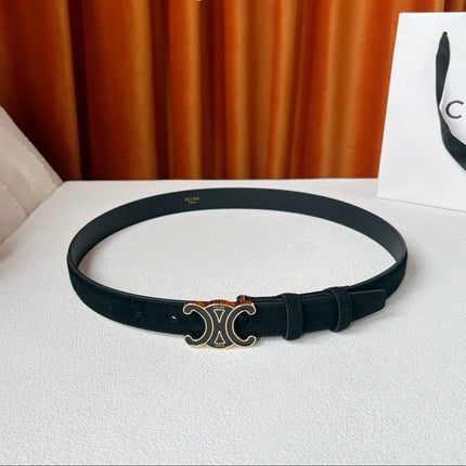 CELINE 26S BELT 25 MM IN BLACK SUEDE 666332