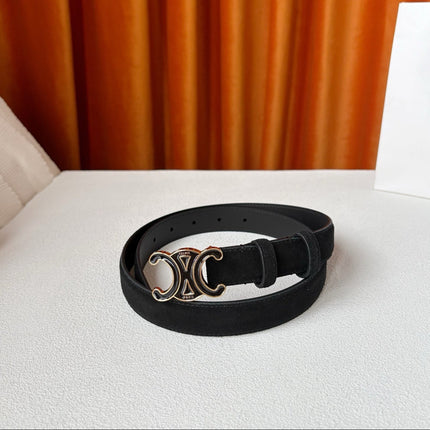 CELINE 26S BELT 25 MM IN BLACK SUEDE 666332