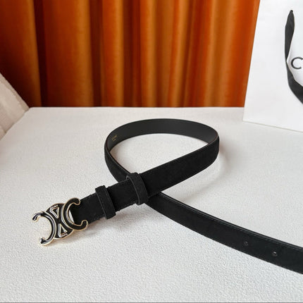 CELINE 26S BELT 25 MM IN BLACK SUEDE 666332