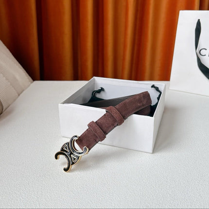 CELINE 26S BELT 25 MM IN CHOCOLATE SUEDE 666333