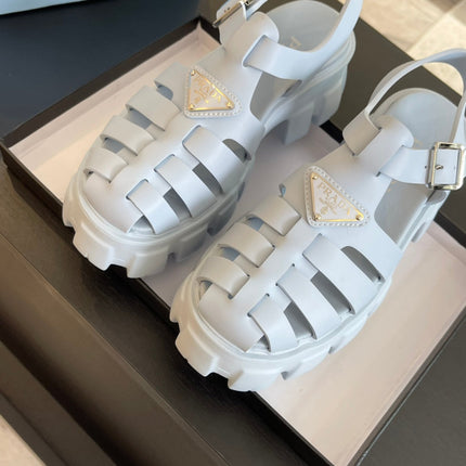 PRA RUBBER MONOLITH SANDALS PASTEL BLUE CALFSKIN
