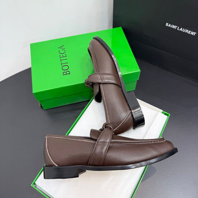 BOTTEGA VENETA 26S LOAFERS IN BROWN GRAINED CALFSKIN