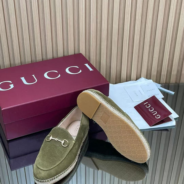 GUCCI 26S LOAFER IN MOSS GREEN SUEDE