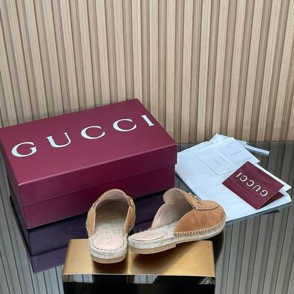 GUCCI 26S LOAFER MULES IN BROWN SUEDE