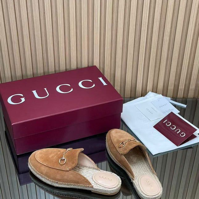 GUCCI 26S LOAFER MULES IN BROWN SUEDE