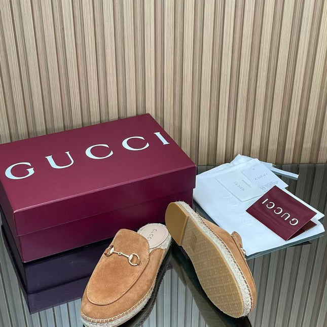 GUCCI 26S LOAFER MULES IN BROWN SUEDE