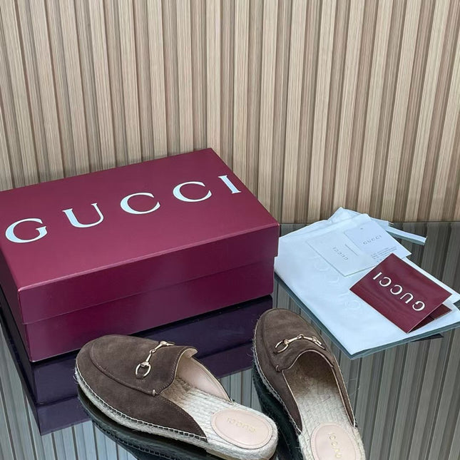 GUCCI 26S LOAFER MULES IN DARK BROWN SUEDE