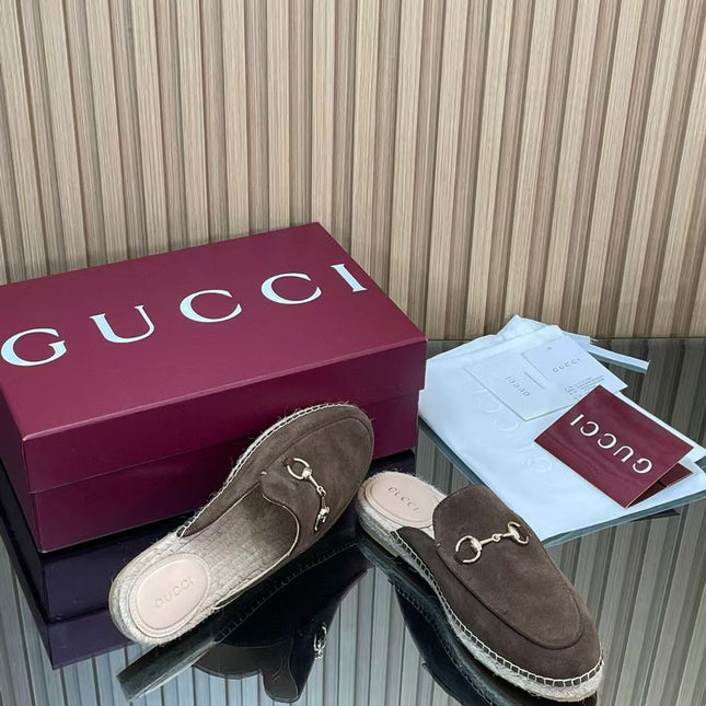 GUCCI 26S LOAFER MULES IN DARK BROWN SUEDE