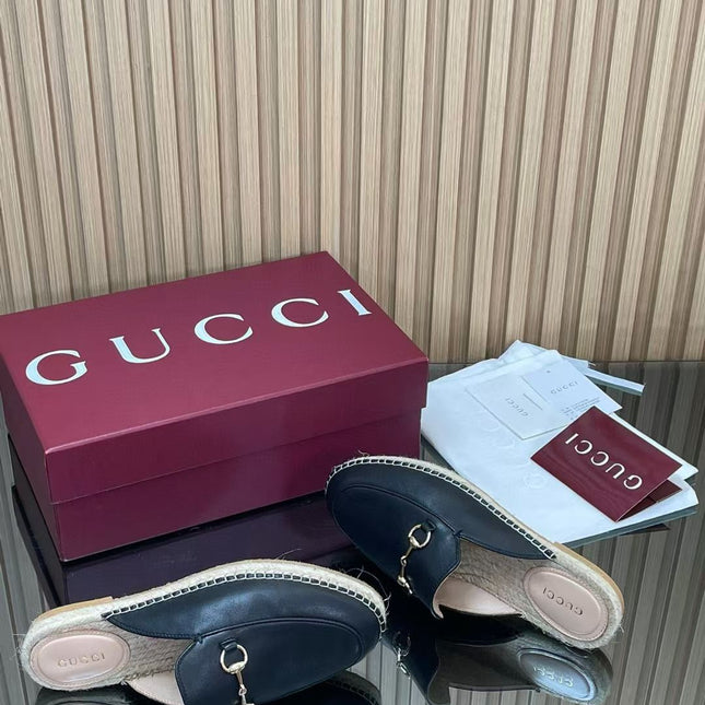 GUCCI 26S LOAFER MULES IN BLACK CALFSKIN