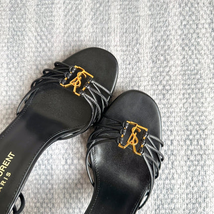 YSL HIGH HEEL 90MM IN BLACK CALFSKIN GOLD HARDWARE