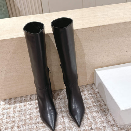 CELINE 26S HIGH-TOP BOOTS 55 MM IN BLACK CALFSKIN