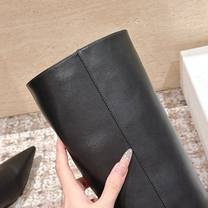 CELINE 26S HIGH-TOP BOOTS 55 MM IN BLACK CALFSKIN