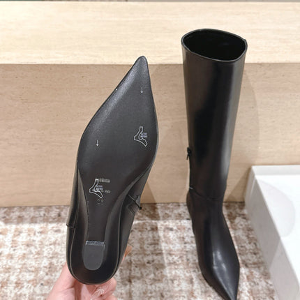 CELINE 26S HIGH-TOP BOOTS 55 MM IN BLACK CALFSKIN