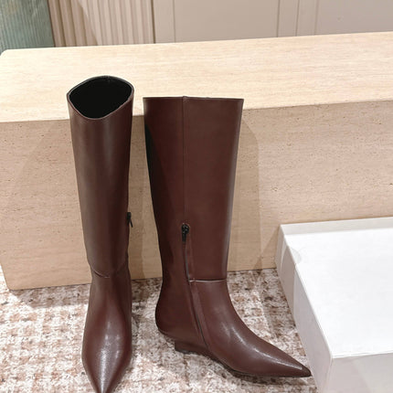 CELINE 26S HIGH-TOP BOOTS 55 MM IN BROWN CALFSKIN
