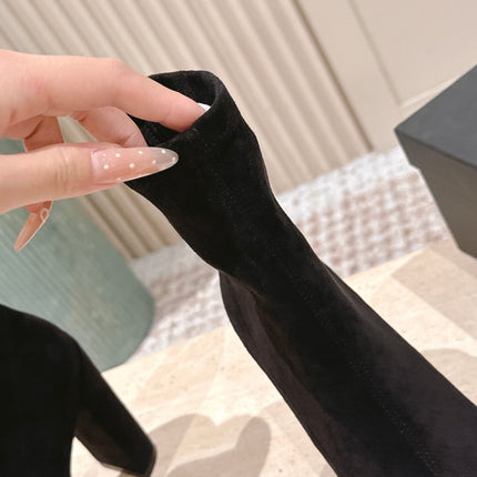 ALAIA 26S HEELED BOOTS 90 MM IN BLACK SUEDE