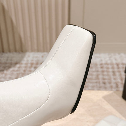 ALAIA 26S HEELED BOOTS 90 MM IN WHITE CALFSKIN