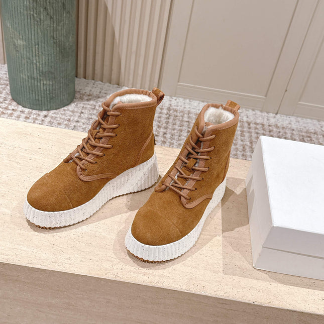 CHLOÉ 26S PLATFORM SOLE BOOTS 68 MM IN BROWN SUEDE