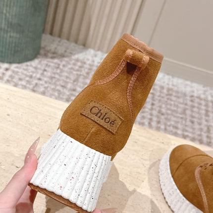CHLOÉ 26S PLATFORM SOLE BOOTS 68 MM IN BROWN SUEDE
