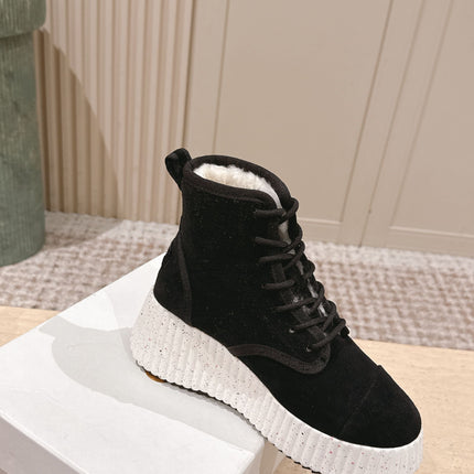 CHLOÉ 26S PLATFORM SOLE BOOTS 68 MM IN BLACK SUEDE