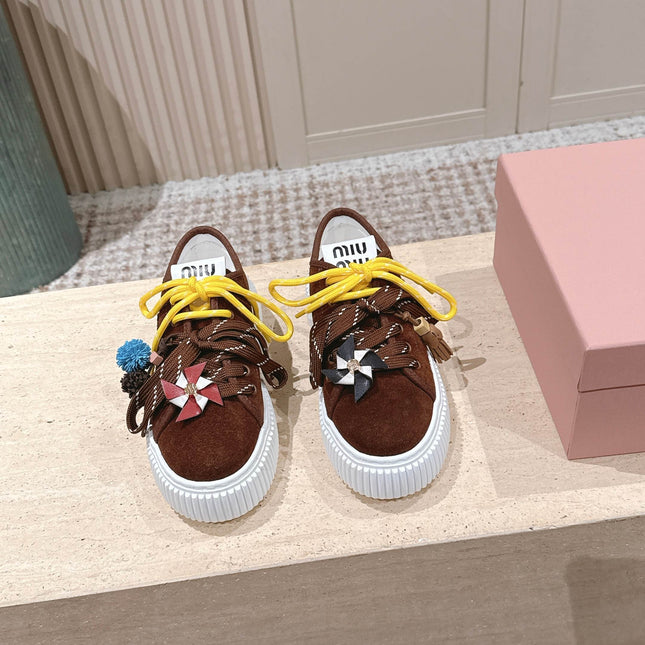 MIUMIU 25S SNEAKERS 50MM IN DARK BROWN SUEDE