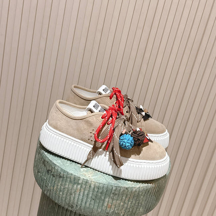 MIUMIU 25S SNEAKERS 50MM IN DARK BEIGE SUEDE