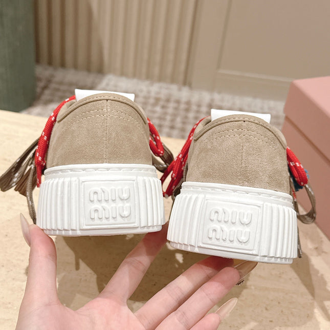 MIUMIU 25S SNEAKERS 50MM IN DARK BEIGE SUEDE