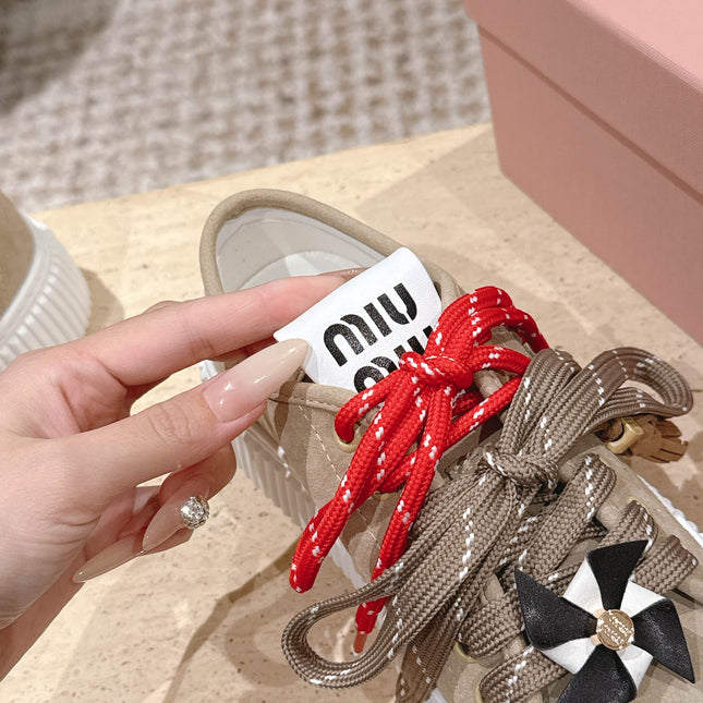 MIUMIU 25S SNEAKERS 50MM IN DARK BEIGE SUEDE