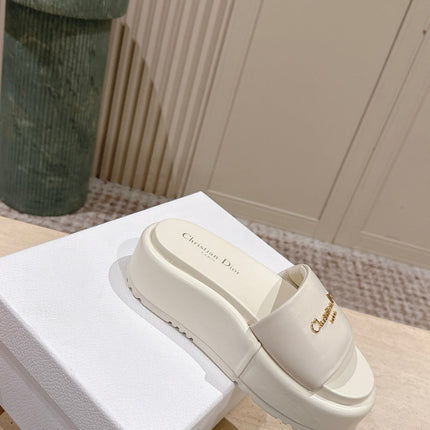 DIOR 26S PLATFORM SLIDE SANDALS 60 MM IN WHITE CALFSKIN