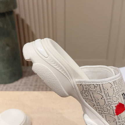 DIOR 26S DOUBLE STRAP SLIDE SANDALS IN WHITE LACE MONOGRAM CANVAS