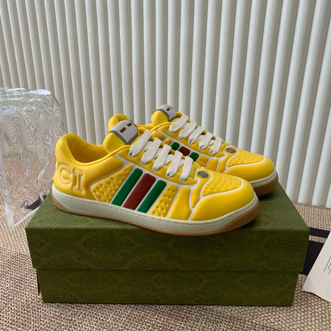 GG SCREENER SNEAKER WITH WEB LEMON CALFSKIN