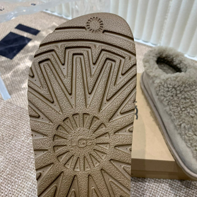 TASMAN MAXI CURLY IN SMOKE GRAY SUEDE AND SHEARLING