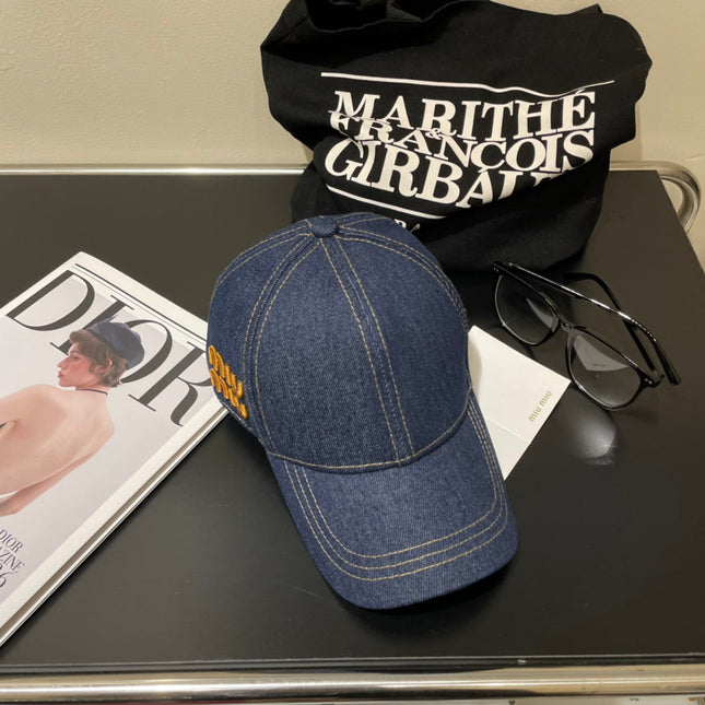 MIUMIU 26S DENIM BASEBALL CAP 340585
