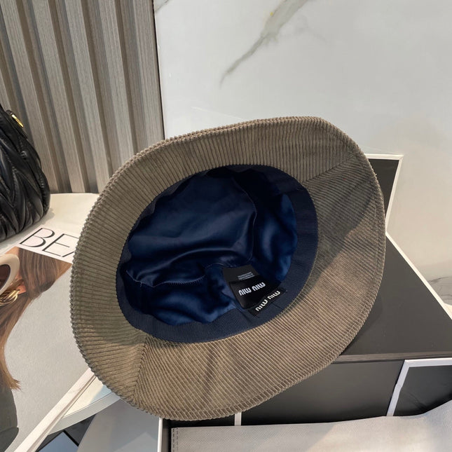 MIUMIU BUCKET IN MUTED BROWN VELVET WITH LOGO