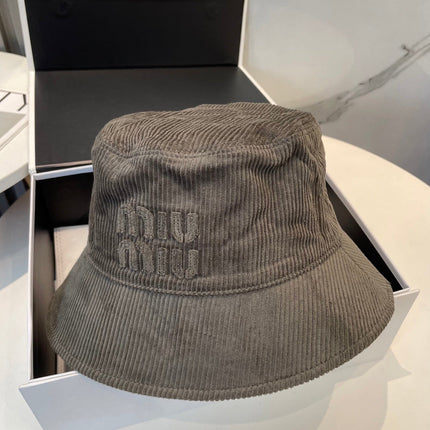 MIUMIU BUCKET IN MUTED BROWN VELVET WITH LOGO