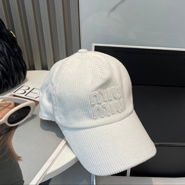 MIUMIU BASEBALL CAP IN WHITE VELVET
