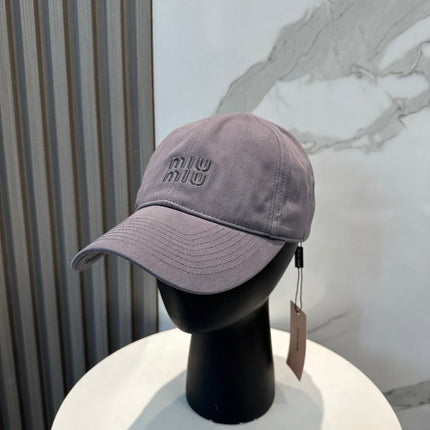 MIUMIU BASEBALL CAP IN GREY ORANGE FABRIC BRAND EMBROIDERY