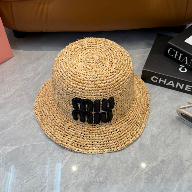 MIUMIU 26S STRAW BUCKET HAT 340665