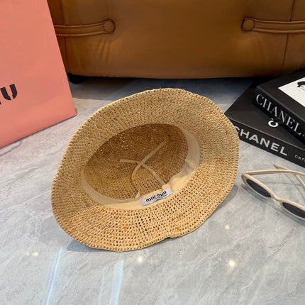 MIUMIU 26S STRAW BUCKET HAT 340667