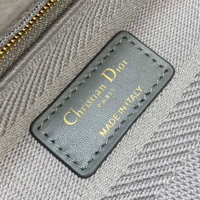 SMALL 24 LADY BAG IN PALE GRAY CANVAS