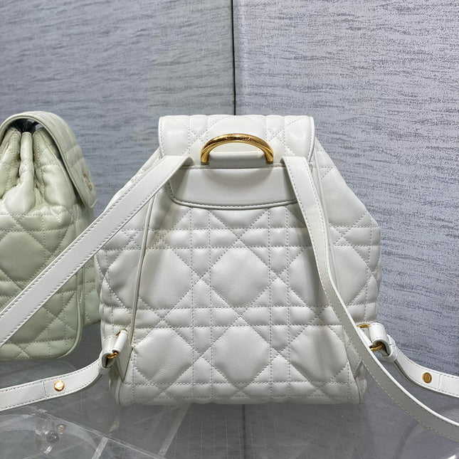SMALL 23 CARO BACKPACK IN WHITE MACROCANNAGE LAMBSKIN