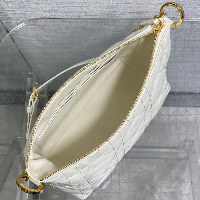 DIOR 25S STAR HOBO BAG 28 IN LATTE MACROCANNAGE CALFSKIN WITH CHAIN