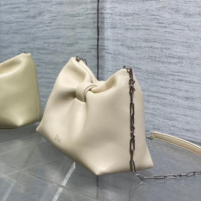 DIOR 26S BOW BAG 26 IN WHITE LAMBSKIN